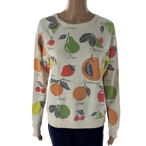 Anthropologie Back When White Fruit Medley Pullover Sweatshirt - Picture 4 of 11